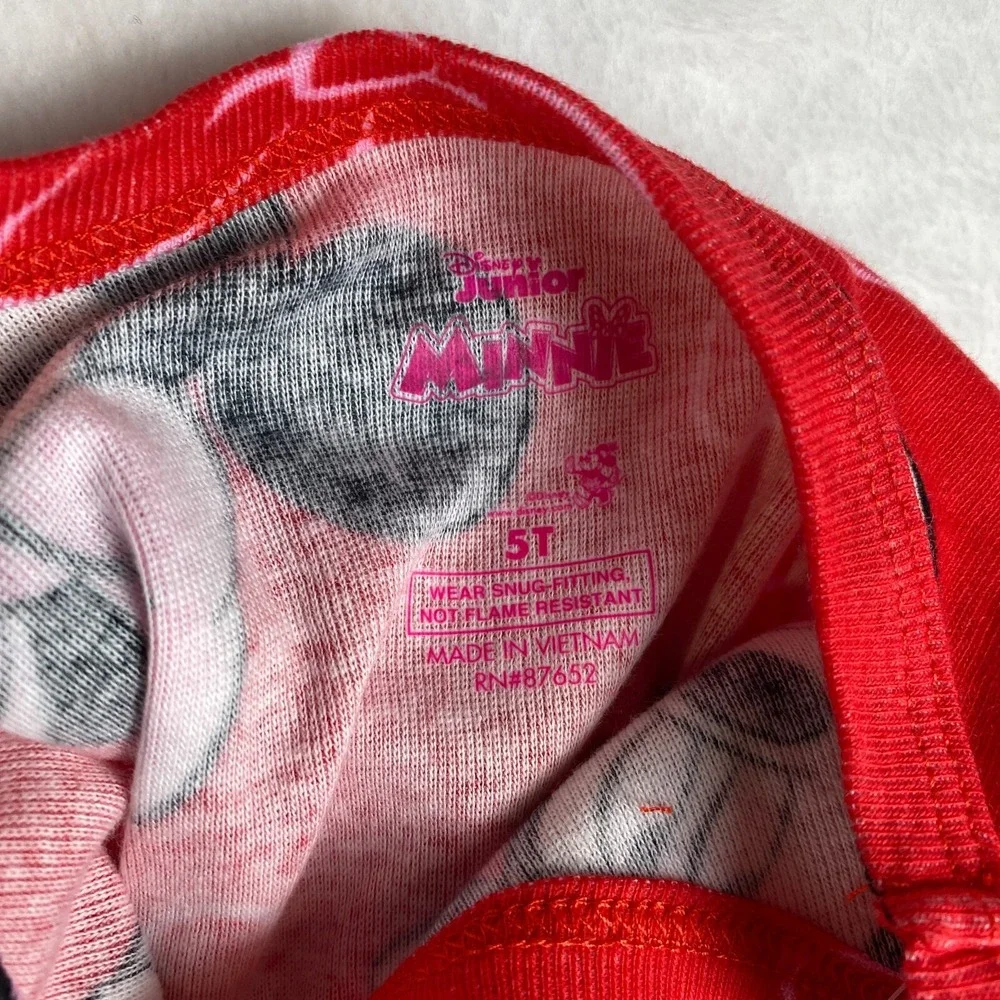 Disney Junior Lot‎ of 2 Pajama Top Girls 5T Gray Red Minnie Mouse Snug Fitting
